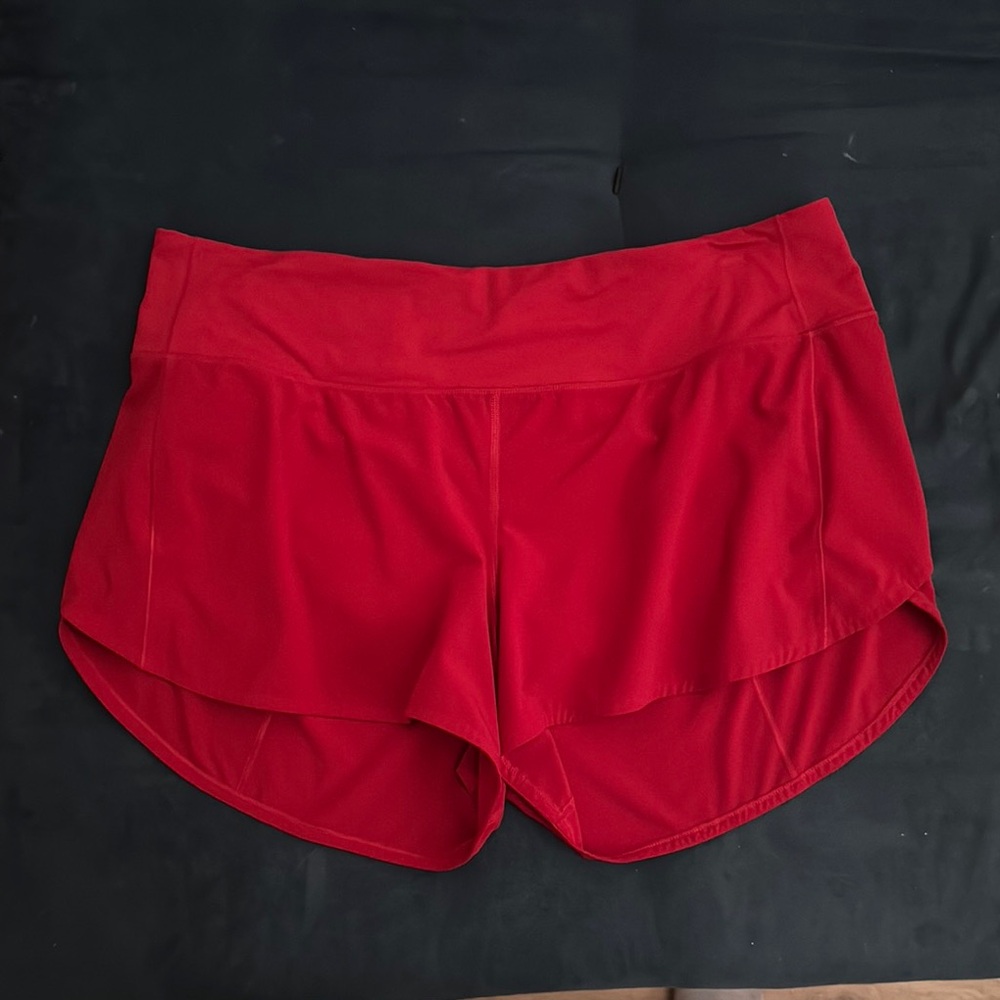 Lululemon Athletica Red Athletic Shorts with Curved Hem